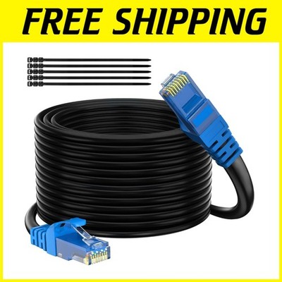 300ft Black Cat 6 Outdoor Ethernet Cable - High Speed