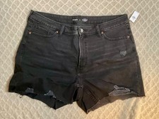 NUEVO CON ETIQUETAS OLD NAVY Misses 20 Pantalones Cortos de tiro alto OG Rectos Negros desgastados $39. C