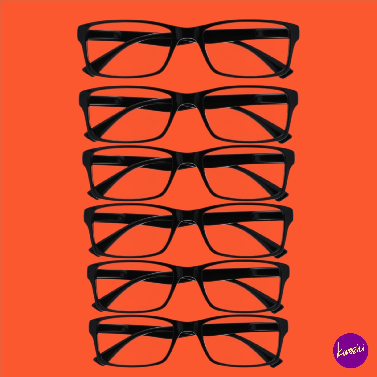 OPULIZE PEP 6-Pack Reading Glasses, Spring Hinges, Black, +1.50 Strength