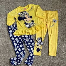 Disney Girls Minnie Mouse Yellow  Navy Floral 3-Piece Set, Size 4T