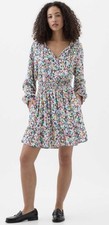 NWT GAP Women’s L Floral Smocked Mini Dress Boho Peasant Long Sleeve Flowy