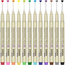 Muchcute 05 Micro Fineliner Drawing Art Pens: 12 Colors 12 Colors 05 0.45mm 