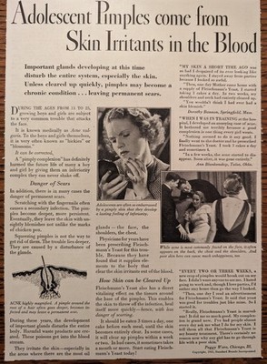 Advertisement for Fleischmann's Yeast Skin Care 1935 Vintage Beauty Print Ad