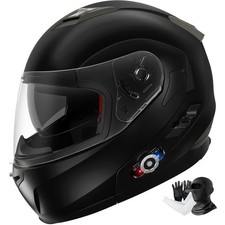 Bluetooth Motorcycle Helmet Modular Flip Up Dual Visor+Headset Intercom FM DOT