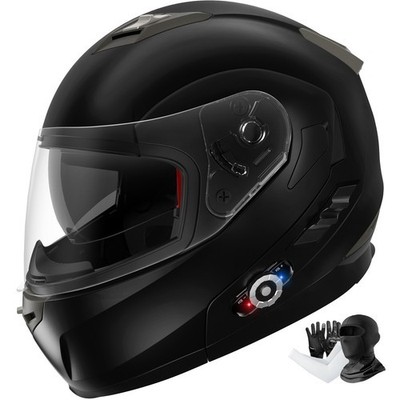 Bluetooth Motorcycle Helmet Modular Flip Up Dual Visor+Headset Intercom FM DOT