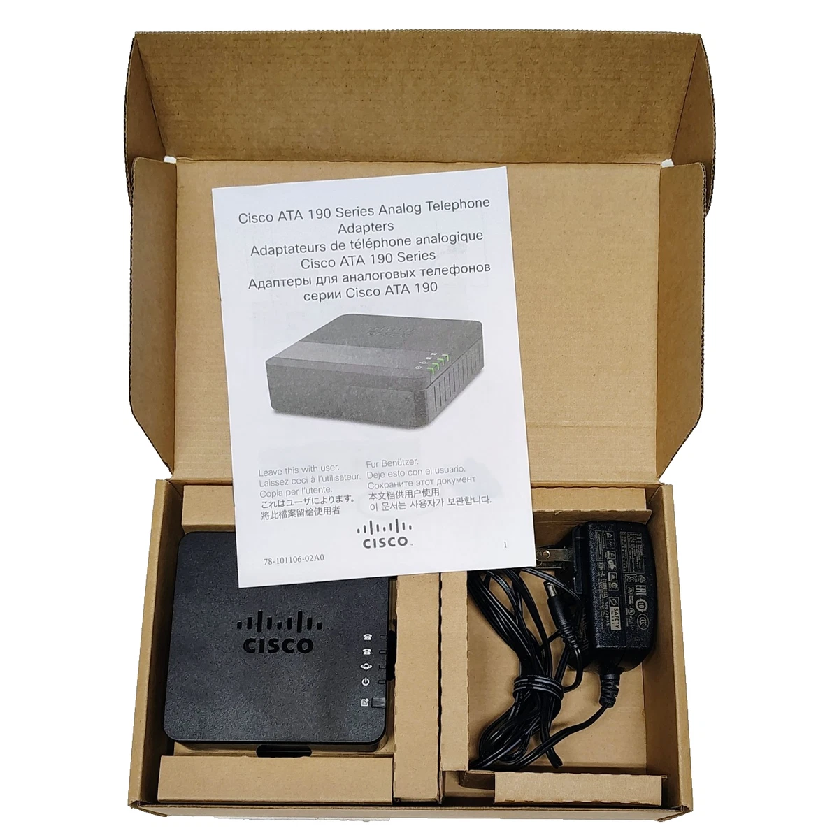 2x Cisco ATA190 Adaptateur Téléphone Analogique Voip Gateway - Occasion