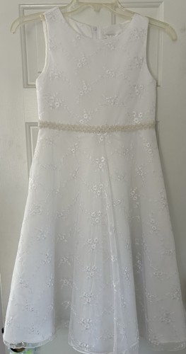 EUC!! Girls White A-line Formal Dress. Communion, Easter, Wedding Size 8