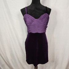 ASOS Luxe Size 8 Purple Velvet Bodycon Dress Ruched Sweetheart Bodice Cocktail