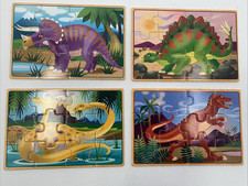 Melissa  Doug Wooden Jigsaw Puzzles in a Box   Dinosaurs  4 Wooden Puzzles