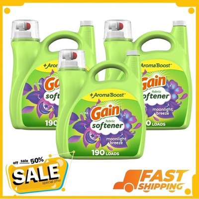 ( 3 Pack ) Gain Liquid Laundry Fabric Softener, Moonlight Breeze Scent, 190 Load
