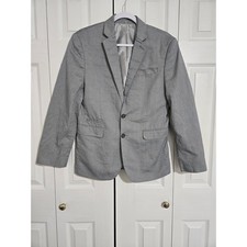 Express photographer 36 short men's fitted light gray blazer