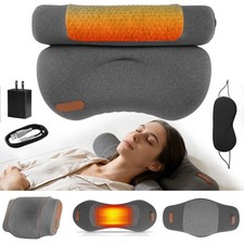 Electric Neck/Lumbar Massager Support Pillow Cervical Lower Back Massager w/Heat
