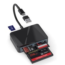 SD Card Reader, 4 in 1 USB C to SD/TF/CF/MS Reader with Black