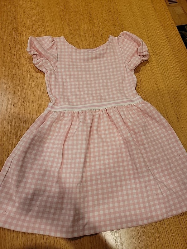 Polo Ralph Lauren Girls  Pink Gingham Ponte Fit & Flare Dress 5 