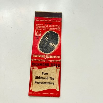Richmond Rubber Co. Richmond Tires Richmond VA Vintage Matchbook Cover TMB54-1