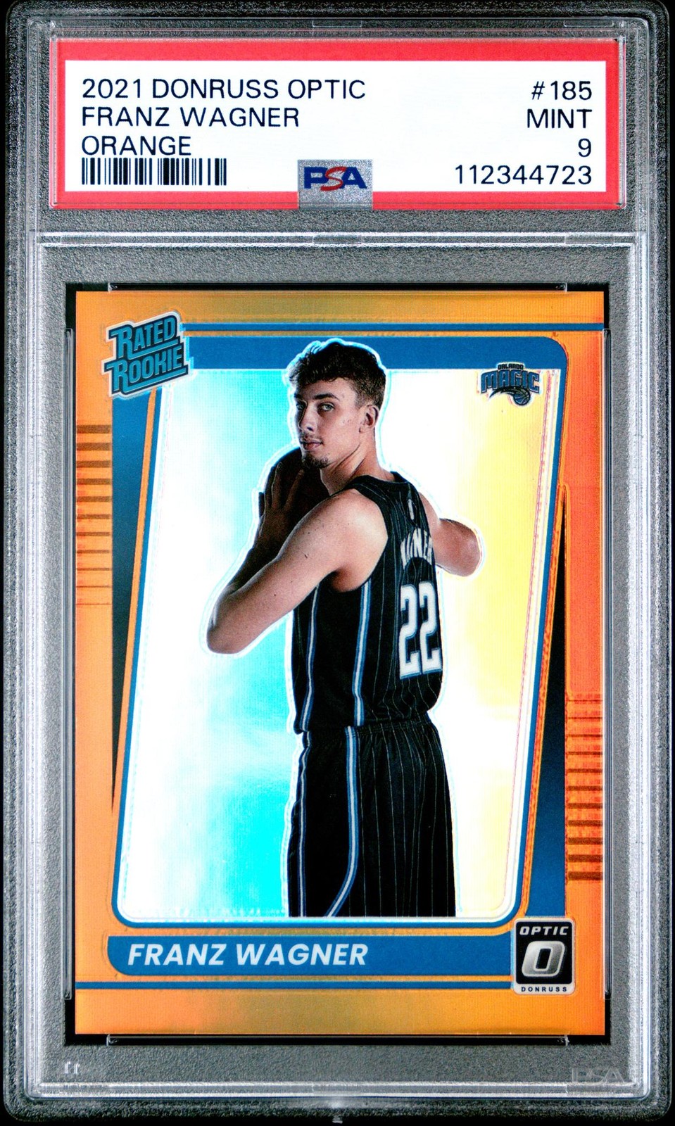 2021 Donruss Optic Rated Rookie Orange Franz Wagner #185 /199 PSA 9