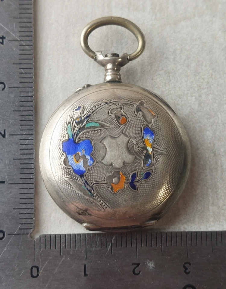 Ancien boîtier pour montre gousset, en argent - Photo 1/4