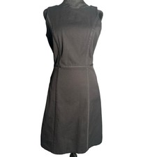 Tommy Hilfiger Sz 4 Sleeveless Little Black Dress Stretchy Gold Zip LBD cocktail