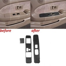 3pcs Real Carbon Fiber Window Lift Switch Panel Trim For Toyota Tacoma 2001-2004