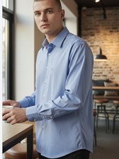NEW CLUB ROOM Men's Buttons Dow Blue Shirt Size Large 16-16 1/5