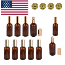 9 Pack 100ml / 3.4 oz. Amber Glass Spray Bottle with Atomizer, Fine Mist Spra...