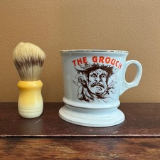 Vintage Ode to a Grouch gold accent poem men's vanity shaving cup mug  brush