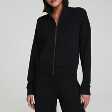 Womens M SPANX AirEssentials Track Jacket Black Full Zip Style 21642R