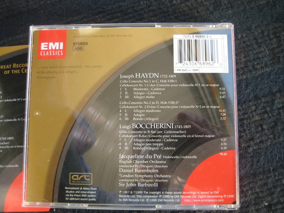 CD  HAYDN & BOCCHERINI  Cello Concertos  Jacqueline du Pré  Daniel Barenboim  Nw - Bild 3 von 4