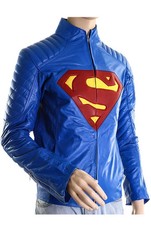 Superman Man of Steel Clark Kent Henry Cavill Blue Real Leather Jacket Costume