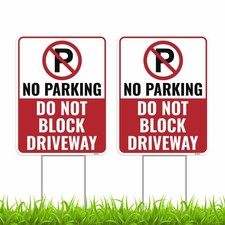 2PC No Parking Do Not Block Driveway Sign with Stakes, 17 Inches by 13 Inches...