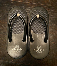 Sugar Floatie Women's Black Flip Flop Sandals Slip-On Flat Logo Accent