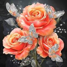 5D Flowers Diamond Painting Kits for Adults Beginner,DIY Butterfly Diamond Art K