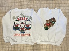 Lot Of 2 Vintage 90s Teddy Bear Christmas Crewneck Sweatshirt Beary Christmas
