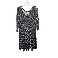 Lane Bryant Women's Black White Cotton Rayon Stretchy Sweater Dress Size 18/20