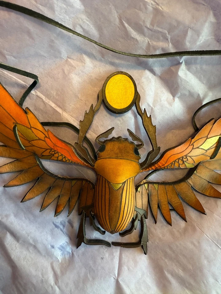 Hand-Crafted LEATHER Fantasy Mask Egyptian Scarab One of a kind - Image 3 of 4