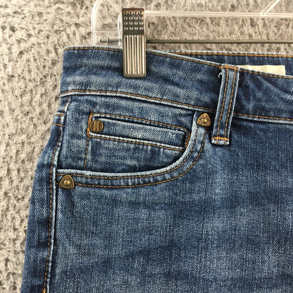 KUT From The Kloth Catherine Boyfriend Jeans Womens 6P Blue Denim Distressed Zip - Image 3 of 4