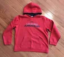 Under Armour Boys Rival Graphic Loose Black Red Hoodie Pullover YXL Extra Large