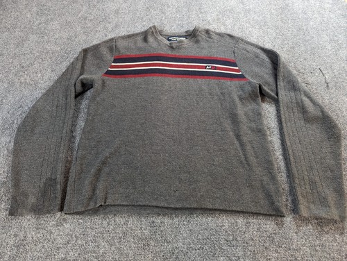 Abercrombie & Fitch Sweater Mens Large Gray A+F 92 Knit Preppy Casual Stripes - Picture 2 of 11