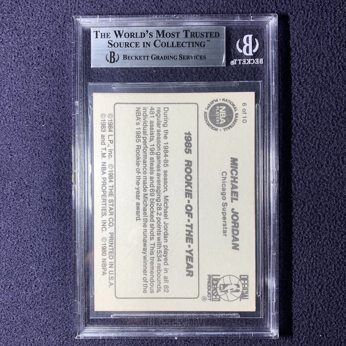 【Michael Kagan】in Memory 額装付き 1986 Star 6 Michael Jordan Rookie of the Year BGS 8.5 NM-MT+