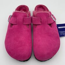 Birkenstock New w/o Box Boston Shearling Fuchsia Tulip Suede Narrow Select Size