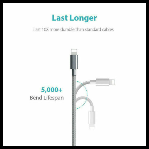 Braided USB Charging Phone Charger Data Cord Cable For iPhone 13 12 11 X 14 iPad - Picture 2 of 21