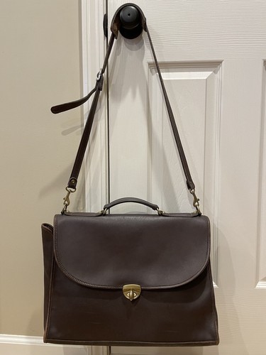 Jack Georges Vintage brown leather messenger laptop bag crossbody Brief Case USA - Picture 2 of 18