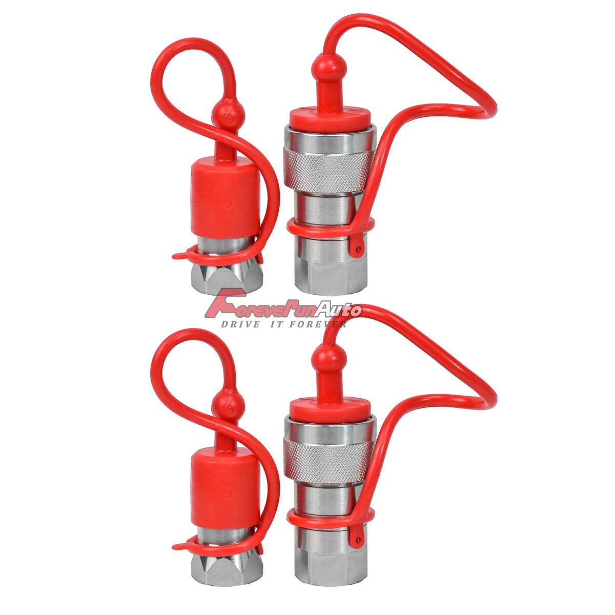 2 Set Poppetti 1/2" Per Accoppiatori Idraulici Stile Pioneer – Faccia Piatta, Attacco NPT - 3