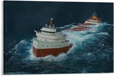 Edmund Fitzgerald Ship Painting Poster Canvas Wall Art Prints for Wall Decor