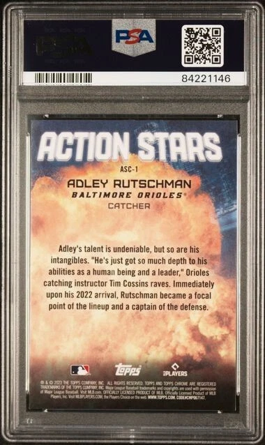 2023 Topps Chrome Update Action Stars RC Adley Rutschman #ASC-1 PSA 10 Low Pop - Image 2 of 2