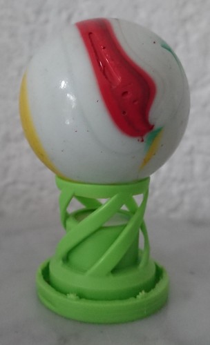 alte ältere große Murmel Klicker Schusser marmoriert rot grün gelb 4,2 cm 92 g - Bild 5 von 12