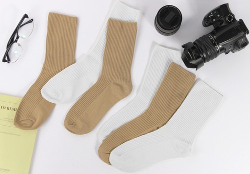 Calf Socks for Women Thin Solid Cotton Crew Socks Casual Cute Above Ankle Soc... - Picture 3 of 6