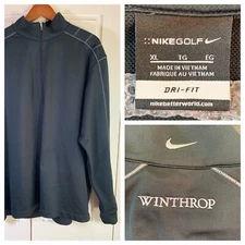 Nike Golf Dri Fit Sweater Pullover Men's XL Running 1/4 Zip Shirt Black Stretch