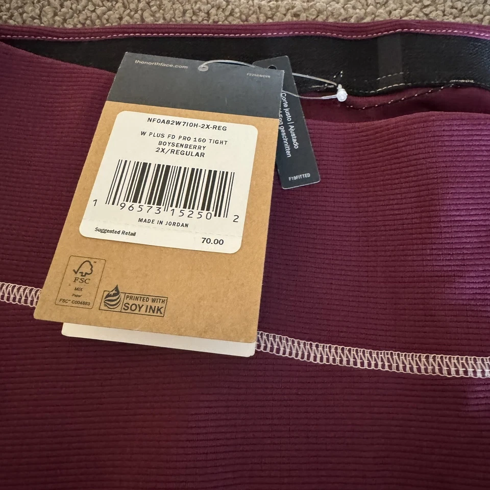 NUEVO CON ETIQUETAS NUEVO The North Face Mujer FD Pro 160 Medias Leggings Boysenberry 2X Foto 2 de 4