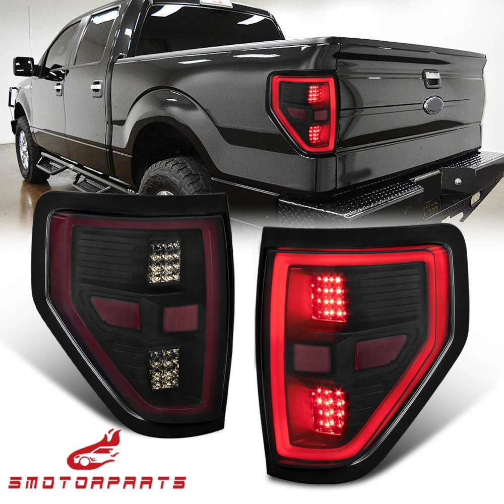 For 2009-2014 Ford F150 LED Tube Brake Lamp Smoke Lens Tail Lights 